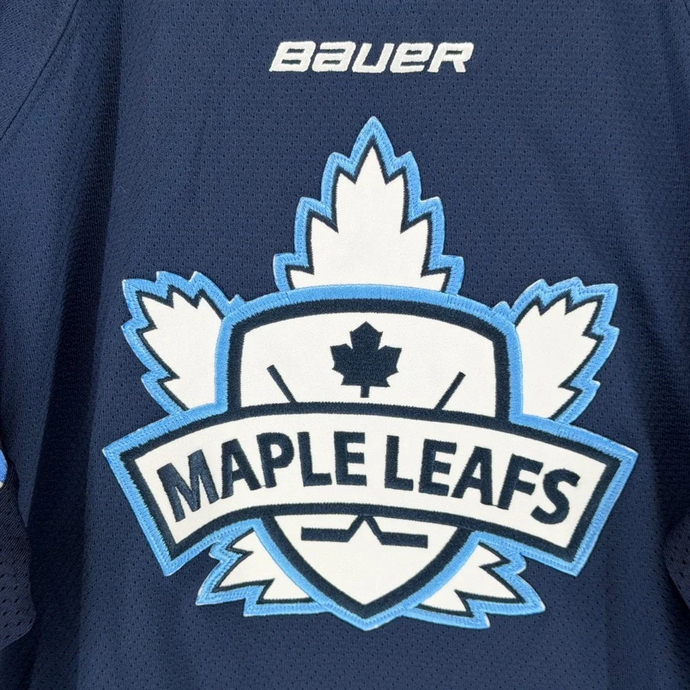 Bauer Team Hockey Jersey Youth‎ Medium Navy Blue Maple Leafs Johnson 31 09J-29H